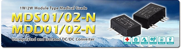 Infographie - MEAN WELL Convertisseurs CC-CC médicaux MDS01/02-N et MDD01/02-N